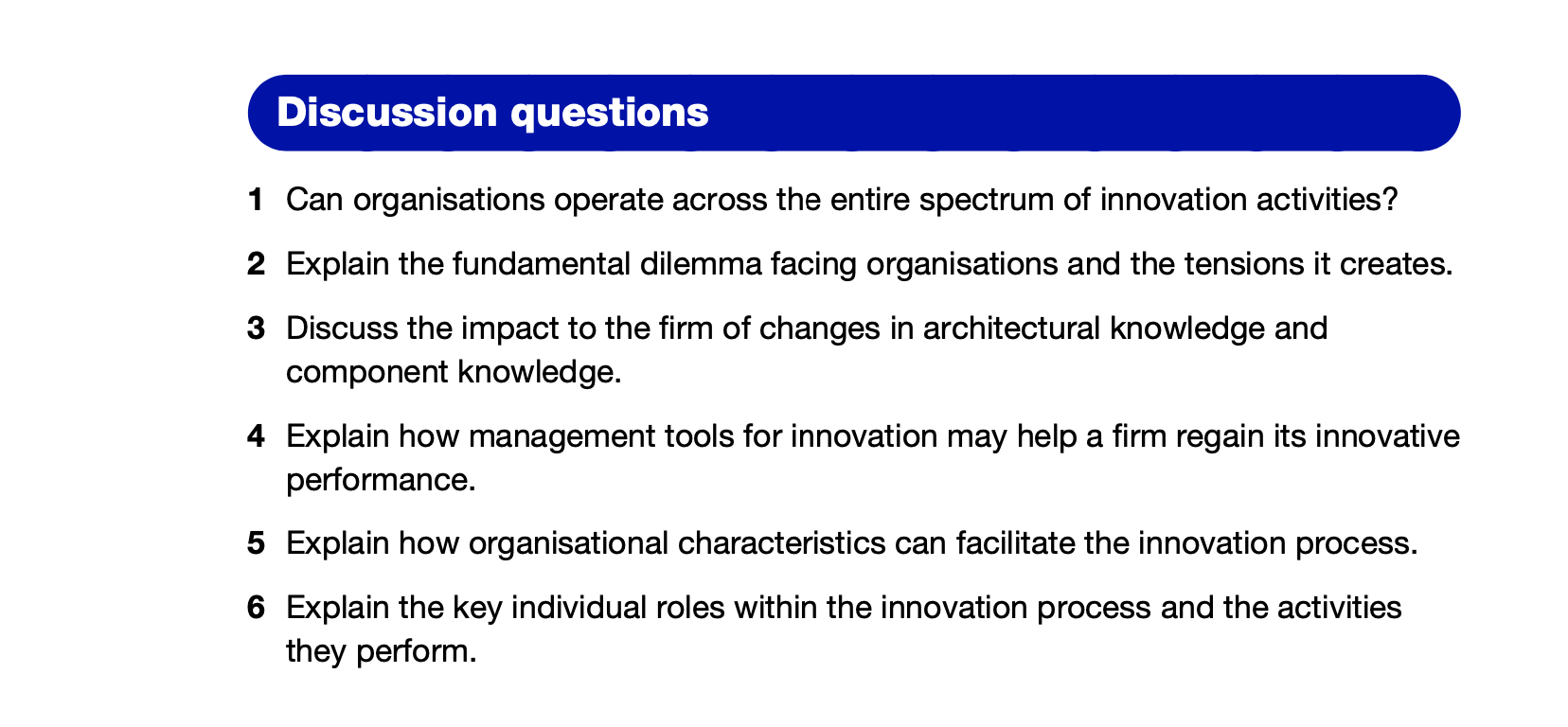 Solved From the textbook Innovation Management and New