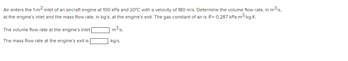 Solved Air enters the 1−m2 inlet of an aircraft engine at | Chegg.com