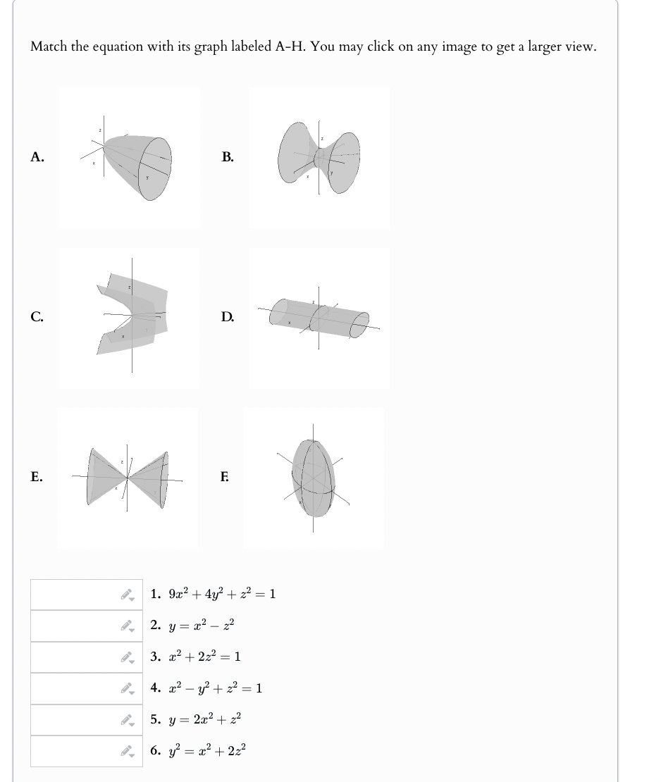 Solved Match the equation with its graph labeled A-H. ﻿You | Chegg.com