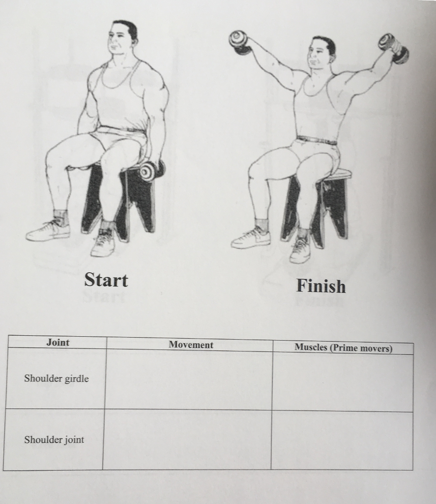 Solved Start Finish Joint Movement Muscles (Prime movers)