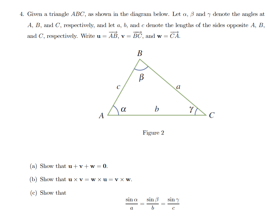 Solved 4. Given a triangle ABC, as shown in the diagram | Chegg.com