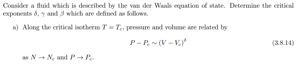 Solved Consider a fluid which is described by the van der | Chegg.com