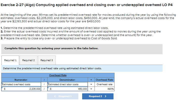Solved Exerclse 2-27 (Algo) Computing applled overhead and | Chegg.com