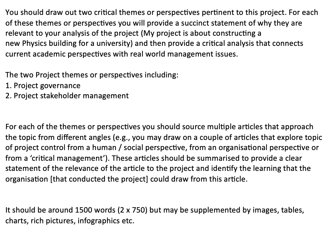 Solved You should draw out two critical themes or | Chegg.com