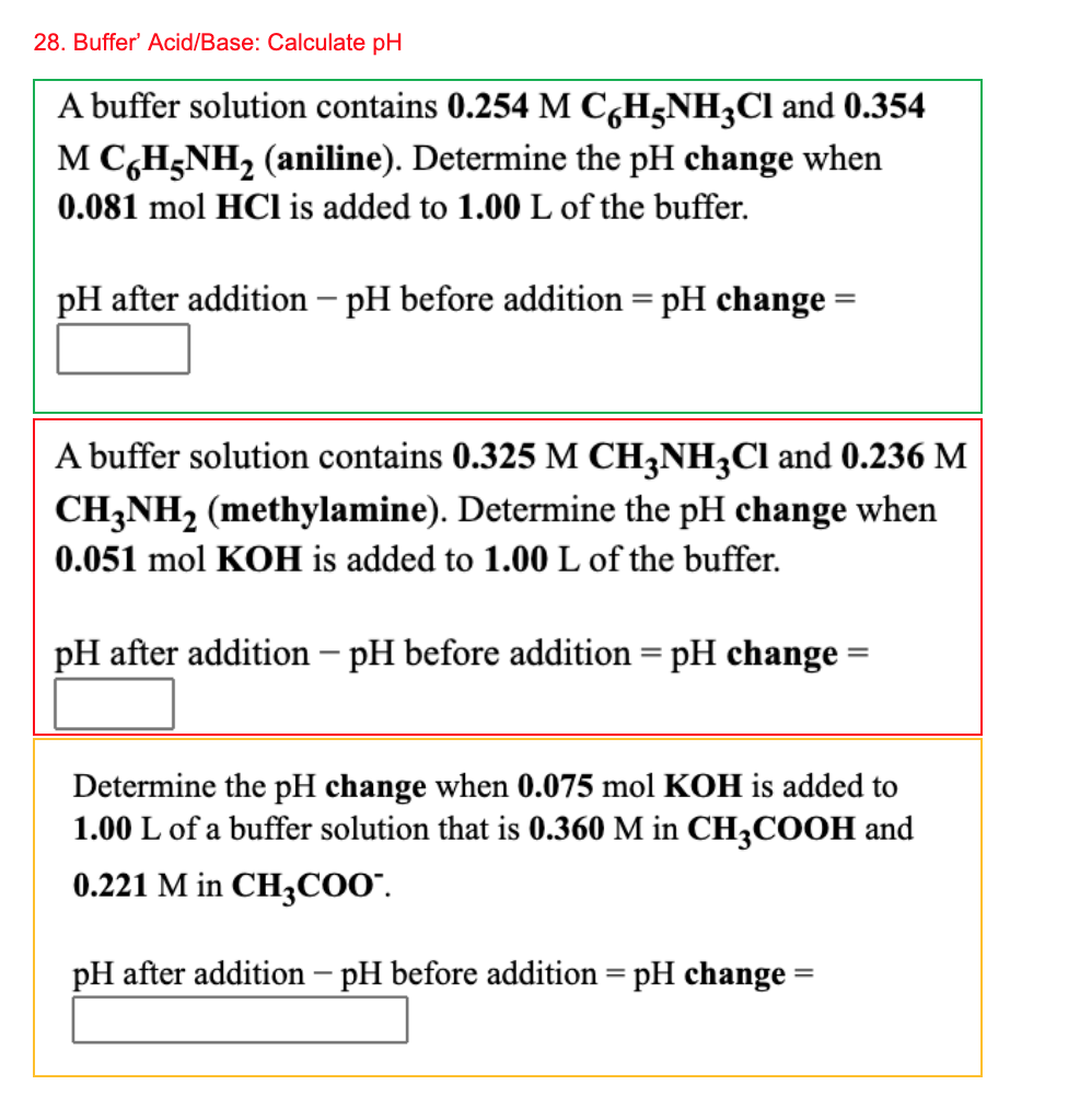 Solved Buffer Acid Base Calculate Ph A Buffer Solution Chegg Com