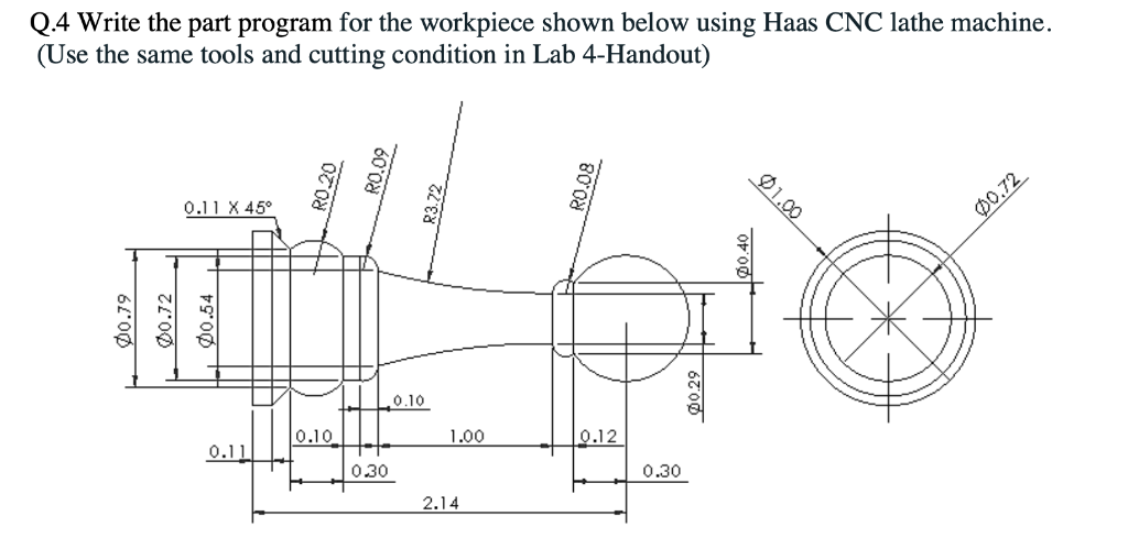 Q.4 Write the part program for the workpiece shown | Chegg.com