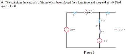 Solved 6. The switch in the network of figure 6 has been | Chegg.com