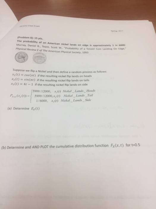 Solved The probability of an American nickel lands on edge