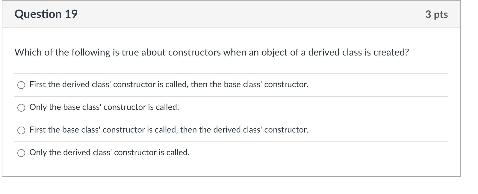 Solved Question 18 2 pts Derived classes have direct access | Chegg.com