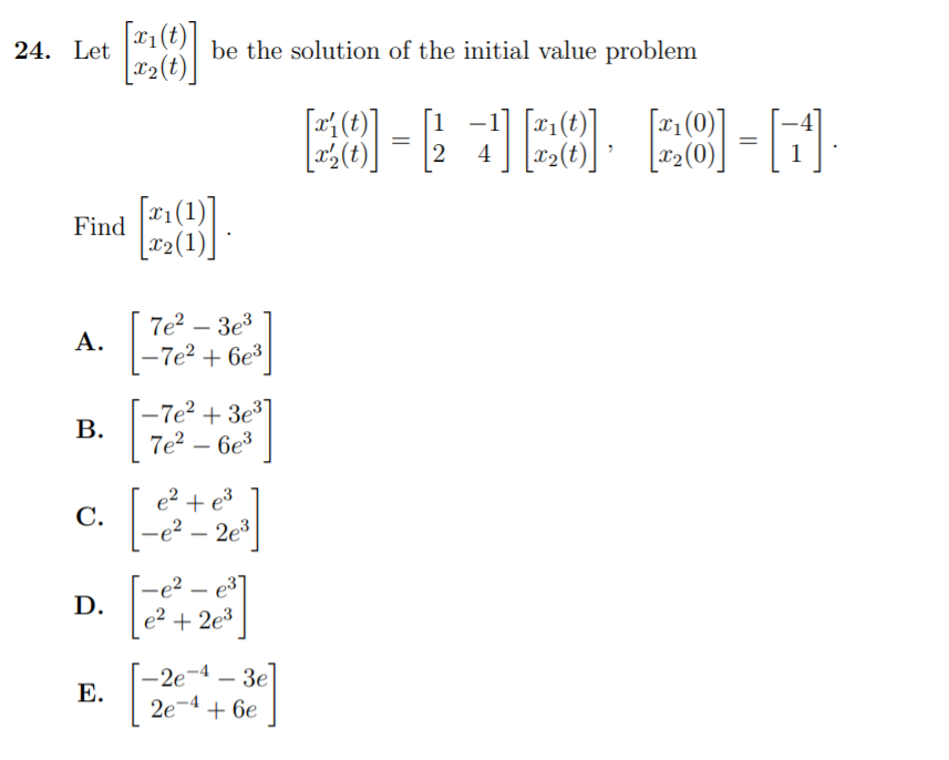 Solved 24. Let 21(t)] be the solution of the initial value | Chegg.com