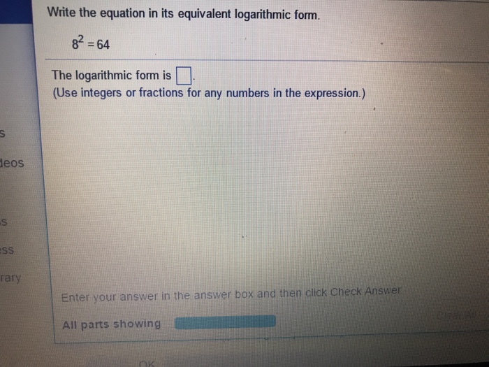 what is the equation 64 2 3 16 in logarithmic form