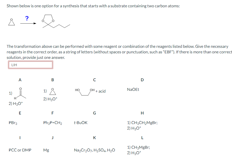 Solved Shown below is one option for a synthesis that starts | Chegg.com