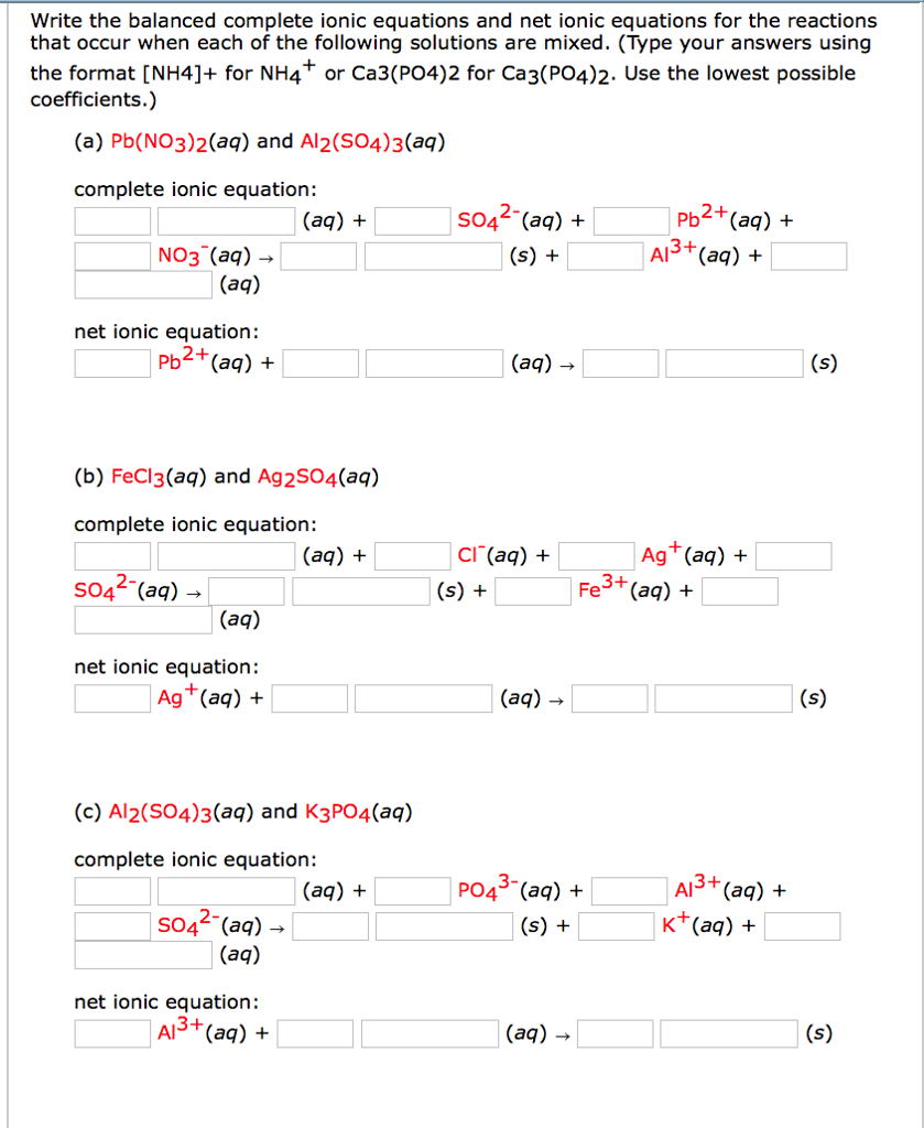 Solved Write The Balanced Complete Ionic Equations And Net | Chegg.com