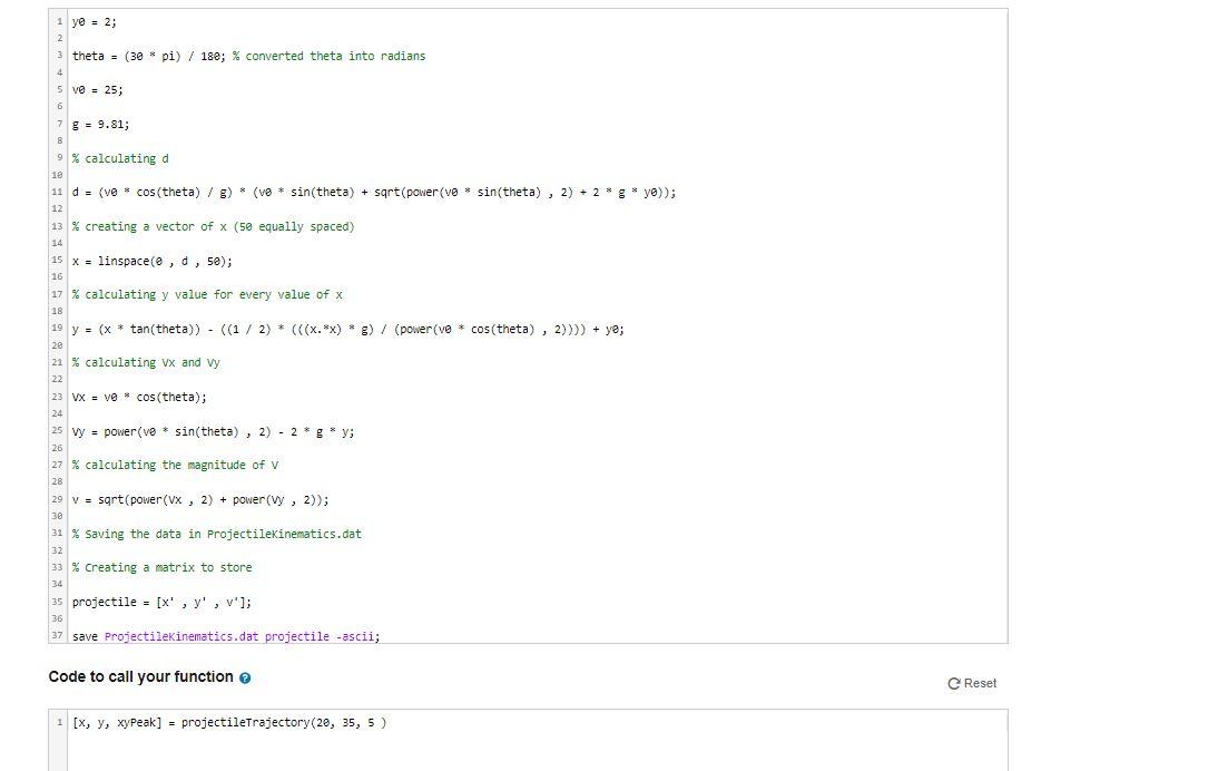 Projectile motion (vector creation and use) My