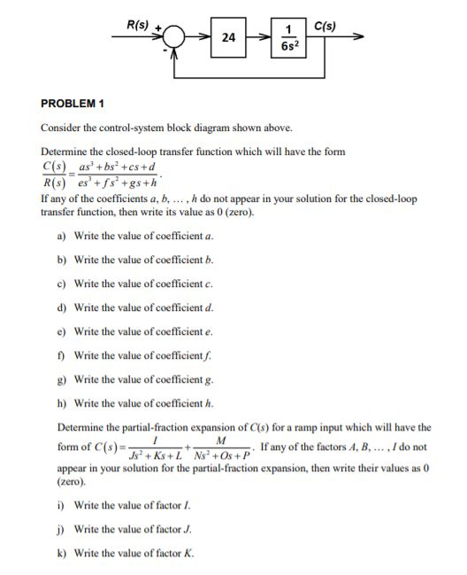 Solved C S Problem 1 Consider The Control System Block D Chegg Com