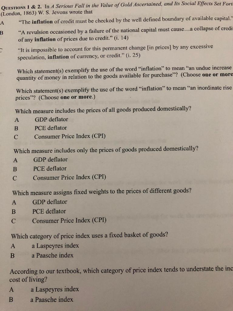 Solved Questions 1 \& 2. In A Serious Fall in the Value of | Chegg.com