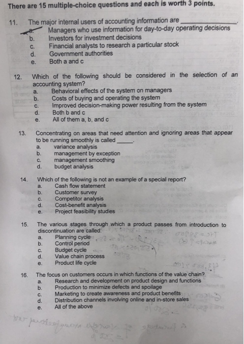 Solved There are 15 multiple-choice questions and each is | Chegg.com
