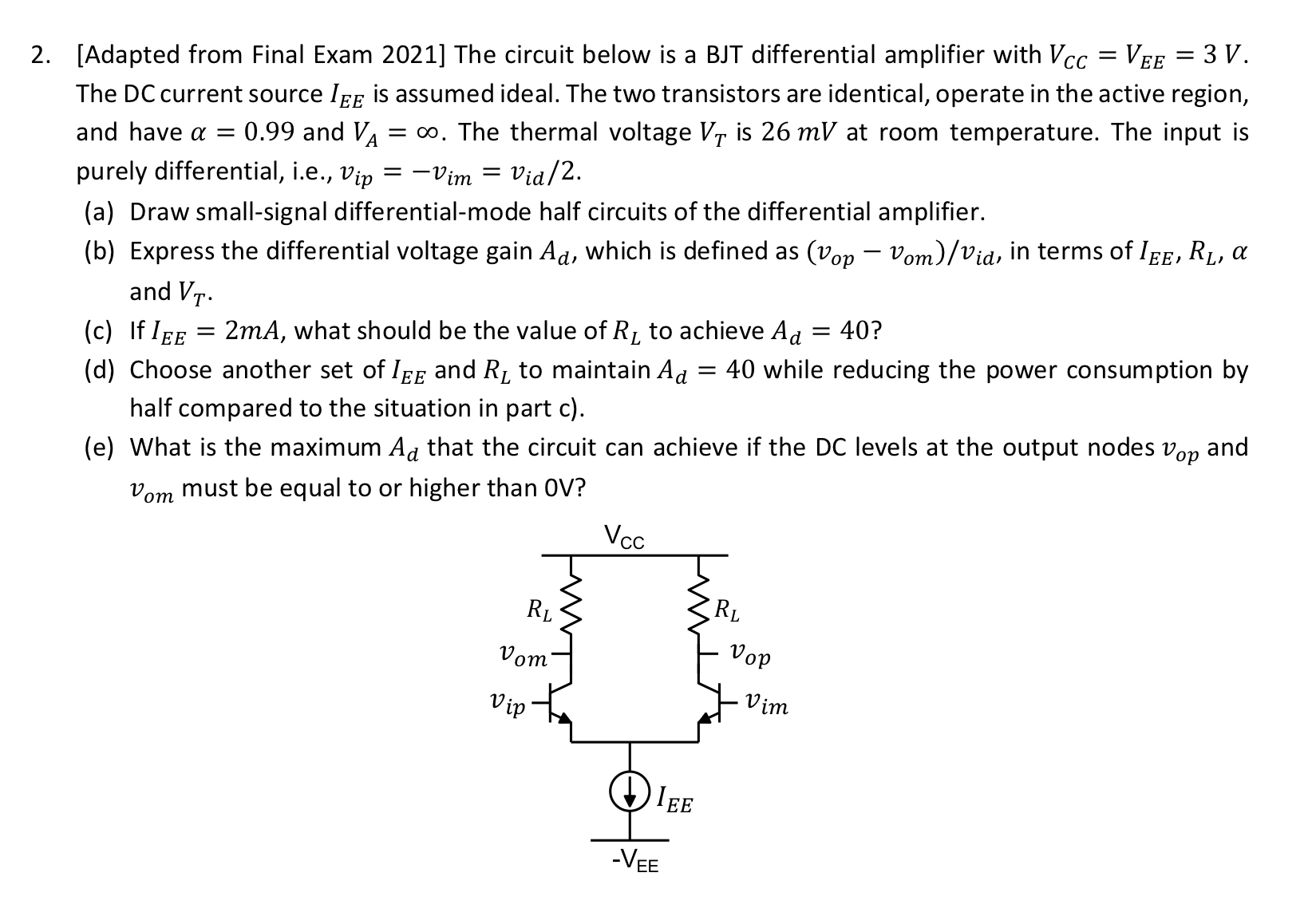 Solved [adapted From Final Exam 2021] The Circuit Below Is A