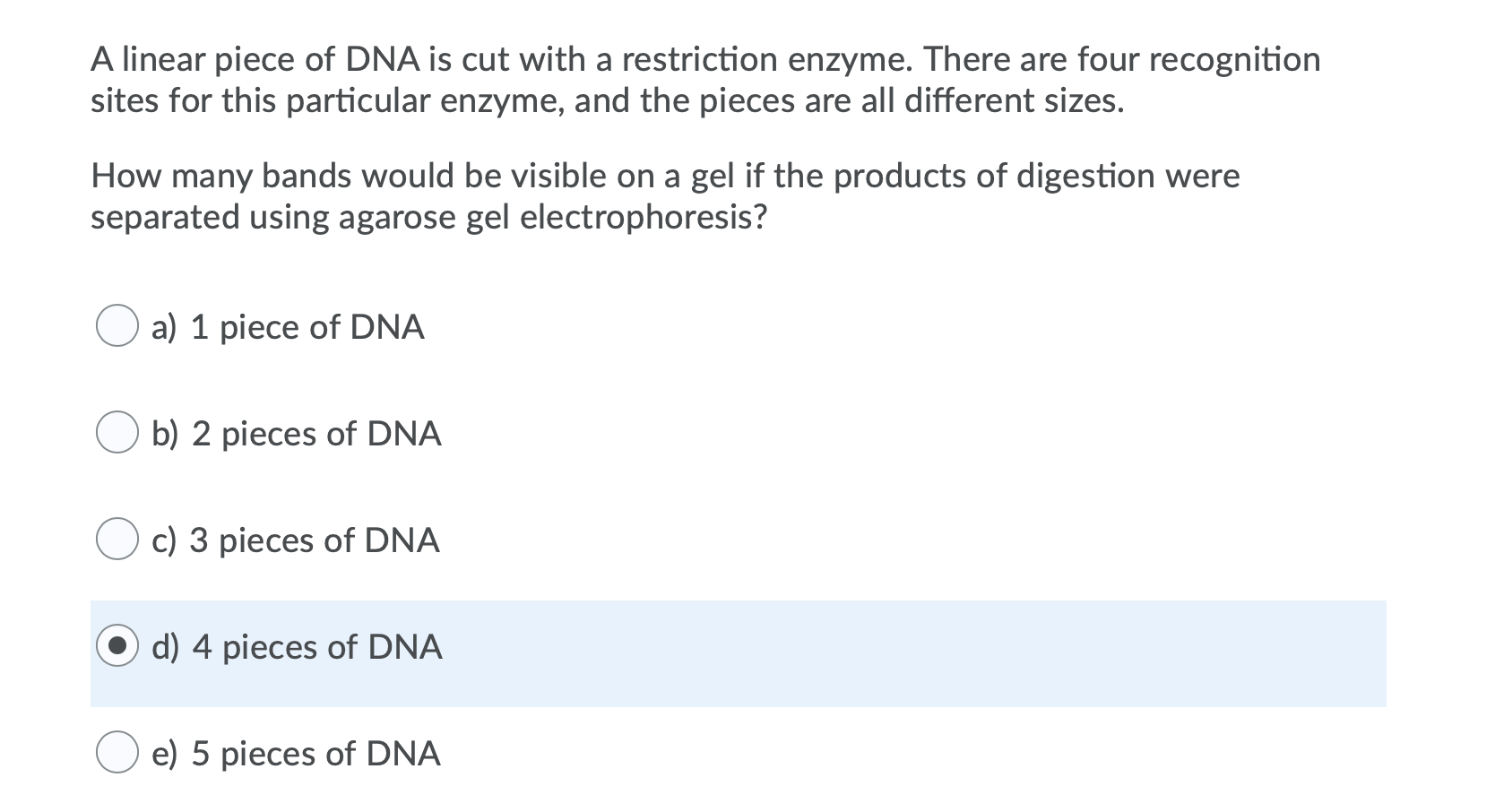 Solved A linear piece of DNA is cut with a restriction | Chegg.com