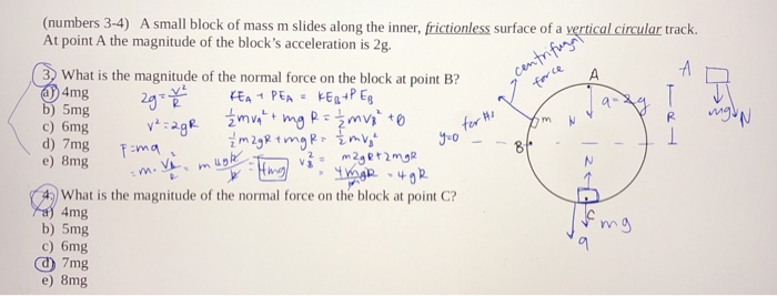 Solved (numbers 3-4) A small block of mass m slides along | Chegg.com