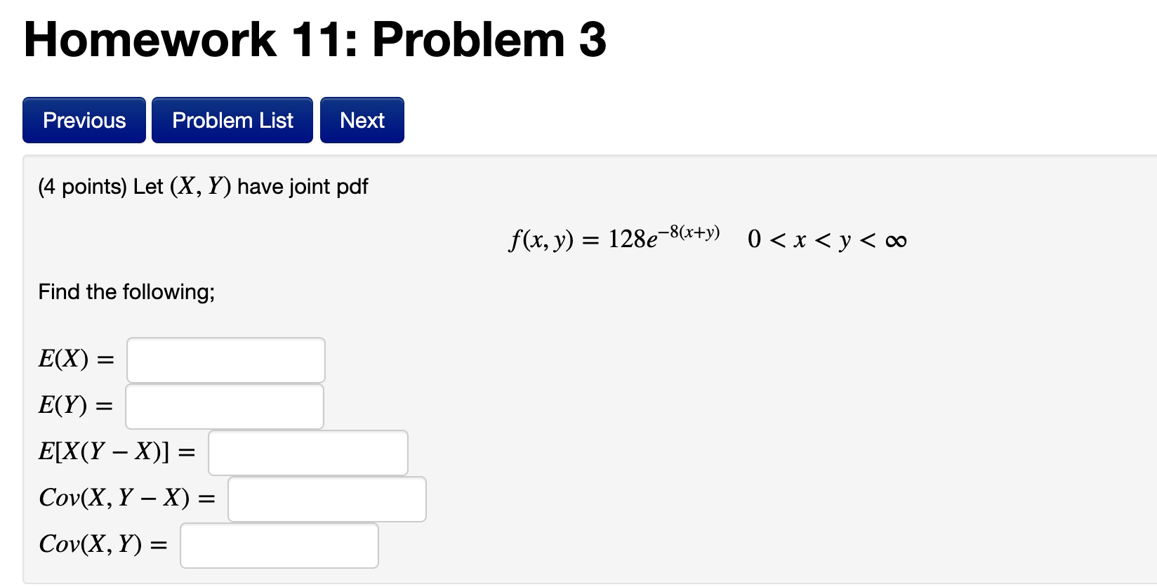 Homework 11: Problem 3 Previous Problem List Next (4 | Chegg.com