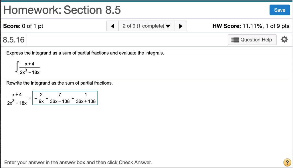 Solved Homework: Section 8.5 Score: 0 of 1 pt 8.5.16 Save 2 | Chegg.com