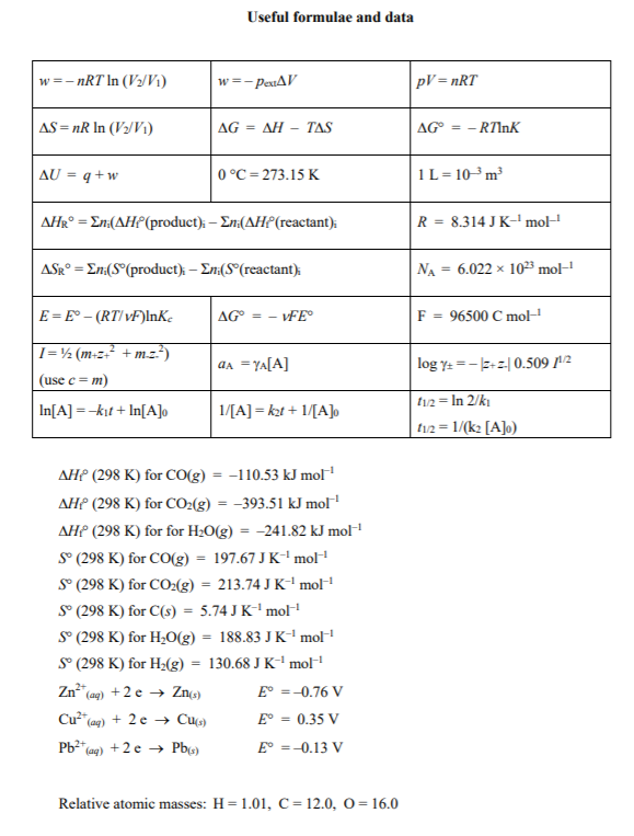 Solved Useful Formulae And Data W Nrt In V2 V1 W Pex Chegg Com