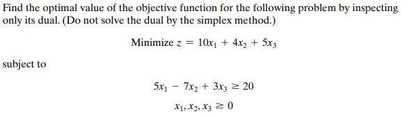 Solved Find the optimal value of the objective function for | Chegg.com