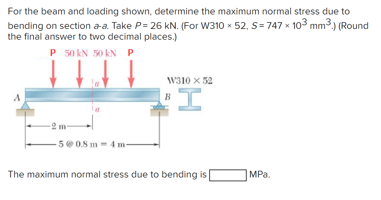Solved For the beam and loading shown, determine the maximum | Chegg.com
