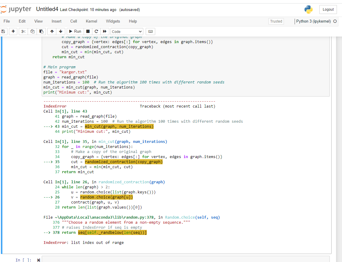 kargerMinCut TXT File The file contains the adjacency | Chegg.com