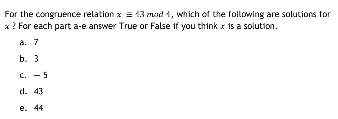 Solved Use Modulo Arithmetic To Work Out The Following A Chegg