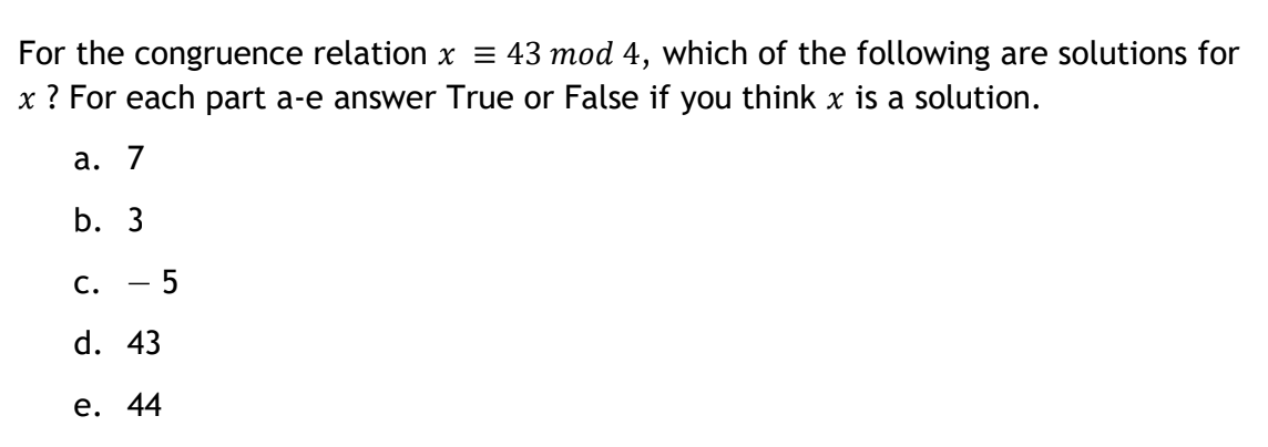 Solved Use modulo arithmetic to work out the following: a. | Chegg.com