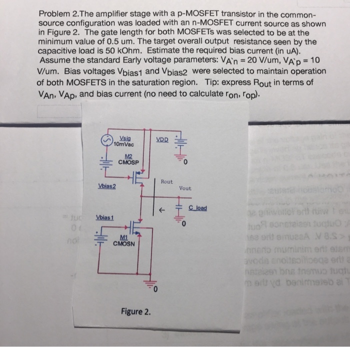 Solved Problem 2.The amplifier stage with a p-MOSFET | Chegg.com