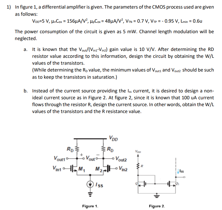 Solved In figure 1, a differential amplifier is given. The | Chegg.com