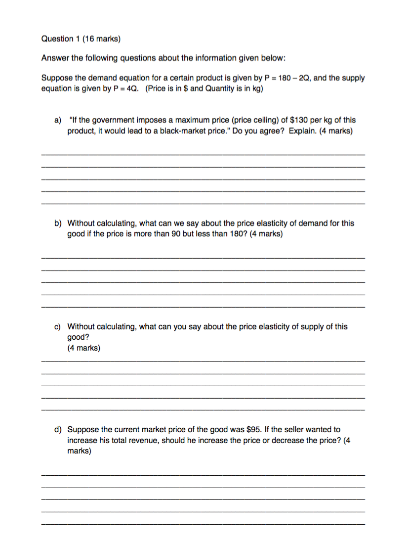 Solved Question 1 (16 marks) Answer the following questions | Chegg.com