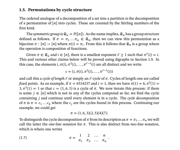 Solved 1.5. Permutations by cycle structure The ordered | Chegg.com