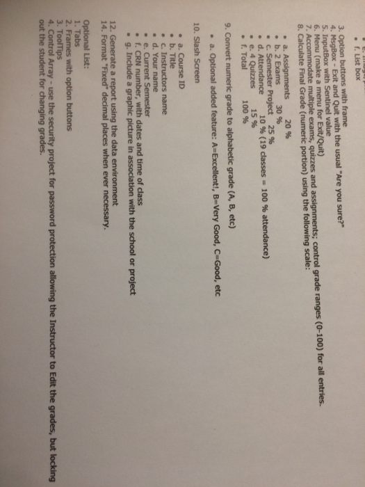 Solved Final Project for Visual Basic -if situation on a | Chegg.com