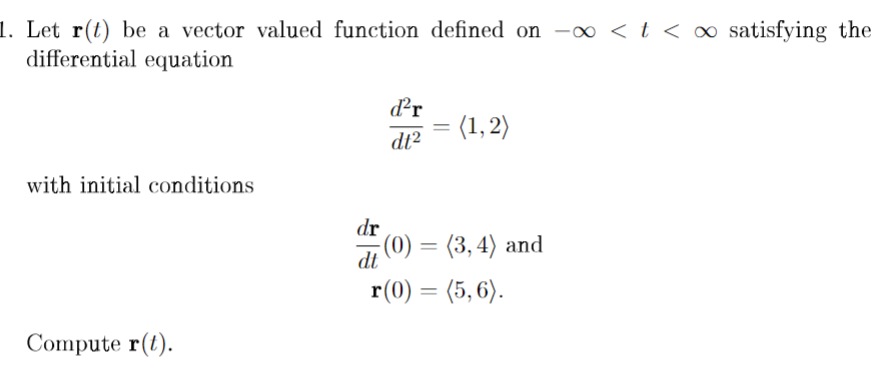 Solved 1. Let r(t) be a vector valued function defined on – | Chegg.com