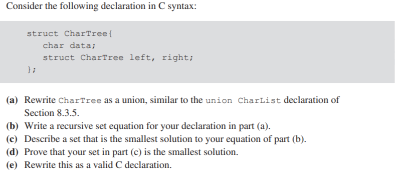 Consider the following declaration in C syntax: | Chegg.com