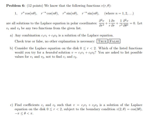 Solved Problem 6 12 Points We Know That The Following Chegg Com