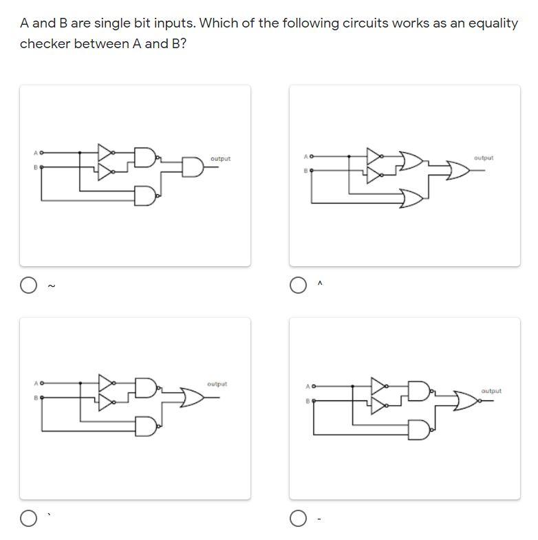 Solved A And B Are Single Bit Inputs. Which Of The Following | Chegg.com