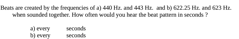 Solved Beats are created by the frequencies of a) 440 Hz. | Chegg.com