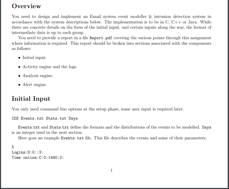 Overview You need to design and implement an Email | Chegg.com