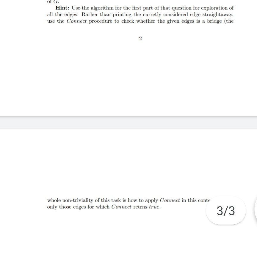 of G. Hint: Use the algorithm for the first part of that question for exploration of all the edges. Rather than printing the