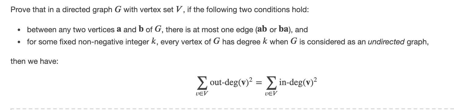 Solved Prove that in a directed graph G with vertex set V, | Chegg.com