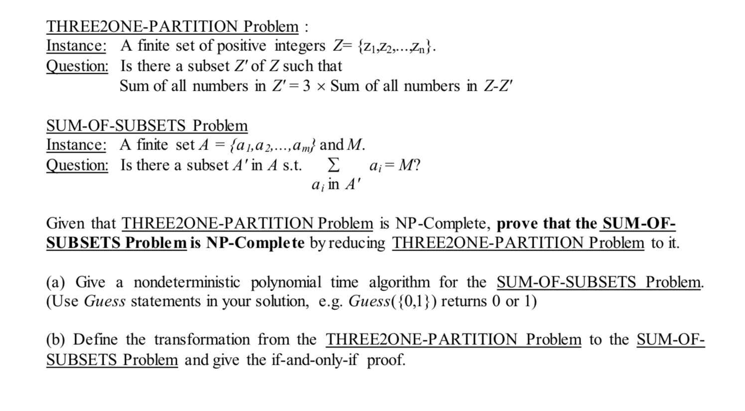 Solved THREE2ONEPARTITION Problem Instance A finite set