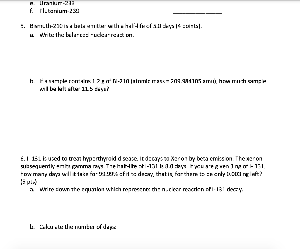 Solved Name: Date: 1. Complete the following nuclear | Chegg.com