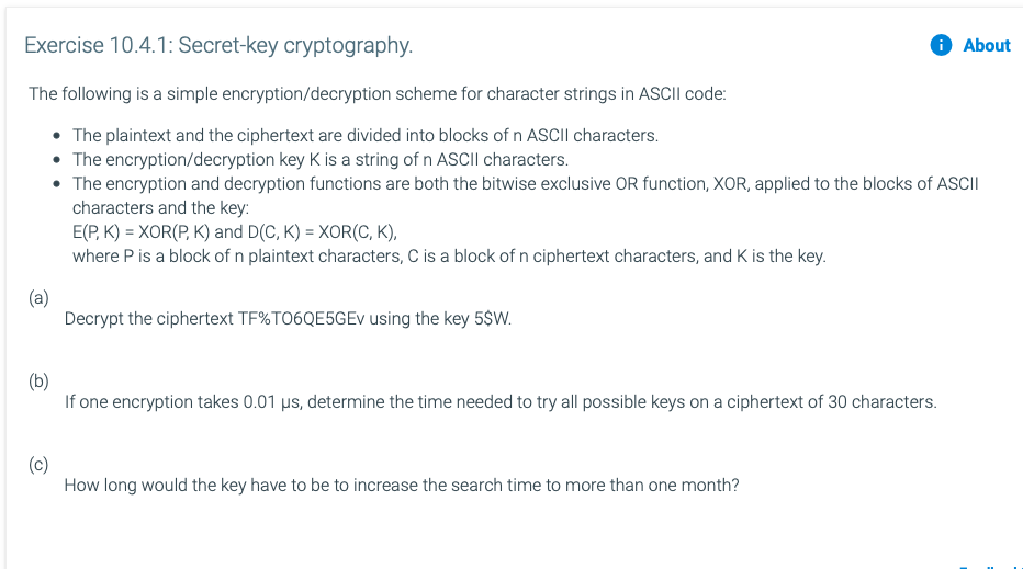 Solved Exercise 1. (Candidate Encryption Schemes) Let se be