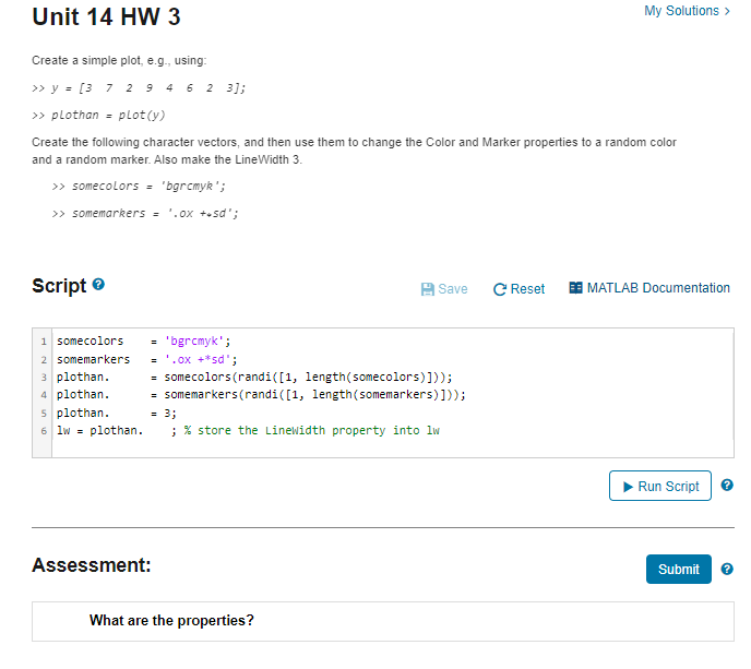 Solved Unit 14 HW 3 My Solutions Create a simple plot, e.g., | Chegg.com