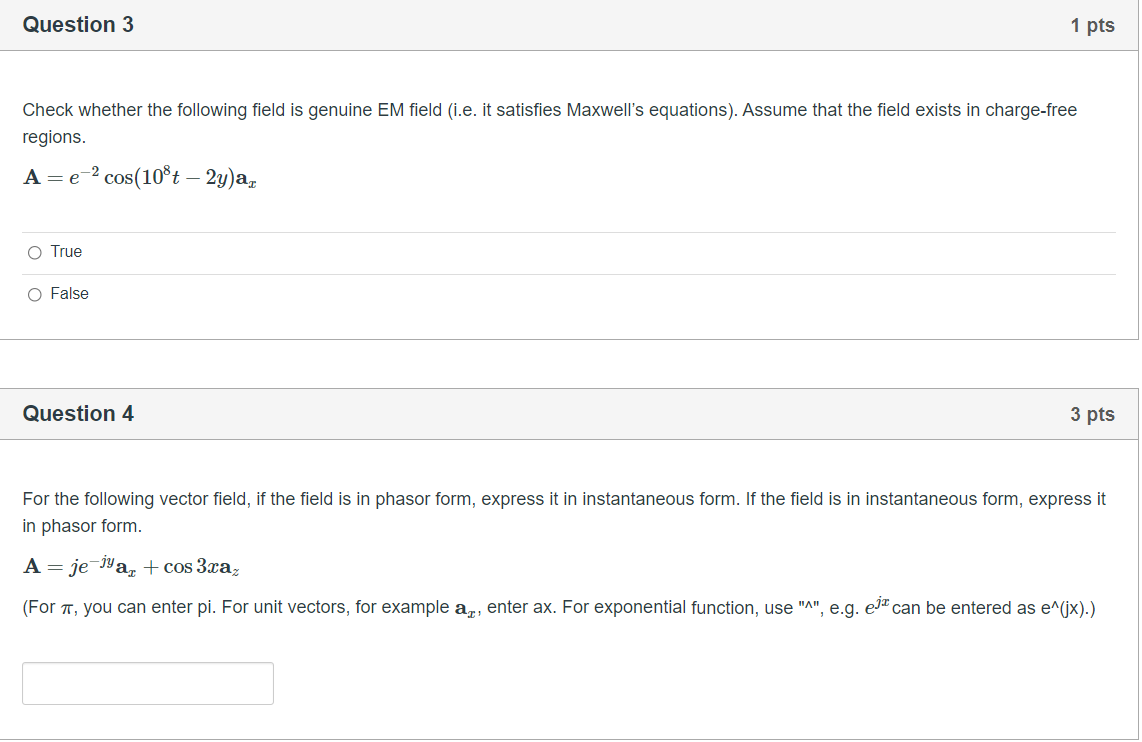 Solved Question 3 1 pts Check whether the following field is | Chegg.com